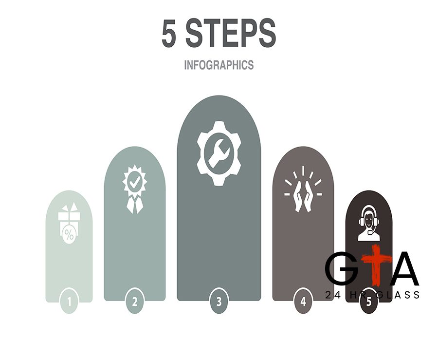 loyalty program, quality, service, respect, support,  icons Infographic  design layout  template. Creative presentation concept with 5 options