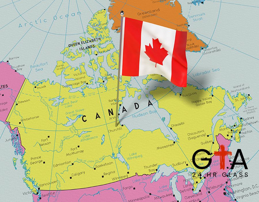 Canada - national flag pinned on political map - 3D illustration