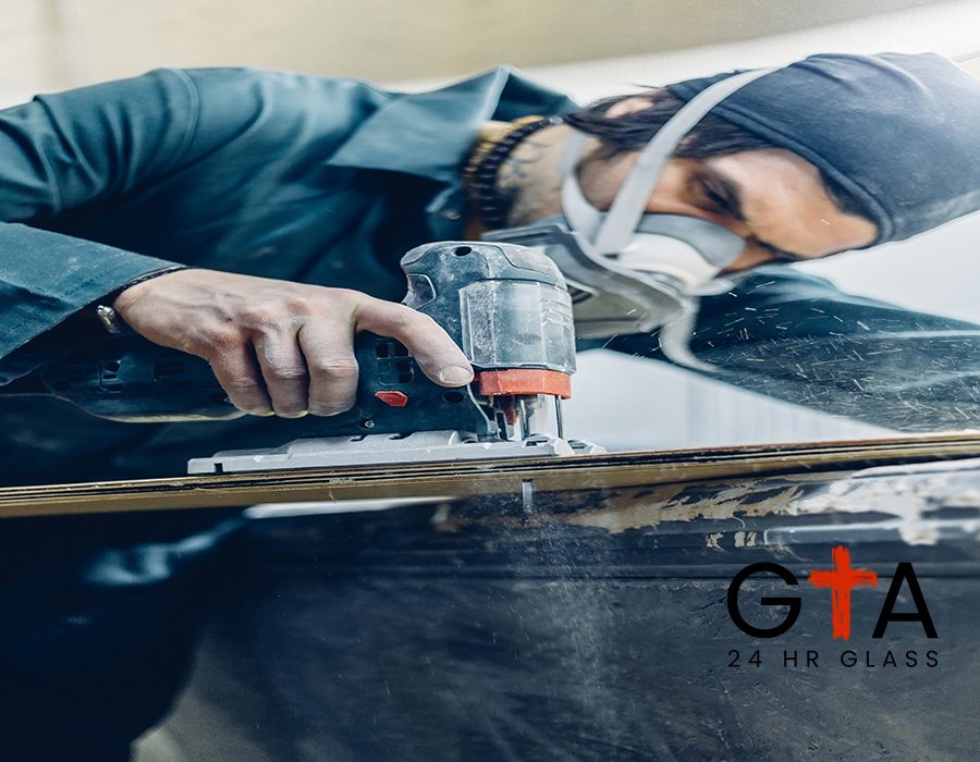 profession, people, carpentry, emotion and people concept -A carpenter cuts a board with an electric jigsaw. manufacture of skateboards. he has protective clothing and mask. 4k