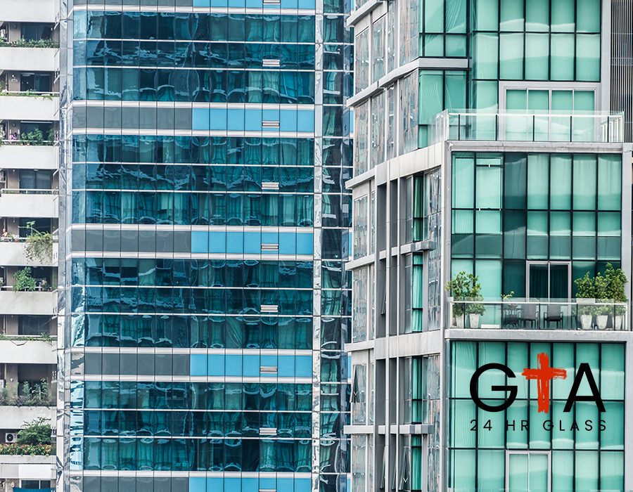 Office building with window pattern textures for background